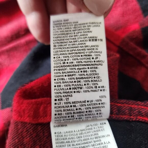 Gap Long Sleeve Flannel Red Buffalo Plaid Big Boys Size XL (12-13) - Picture 6 of 9